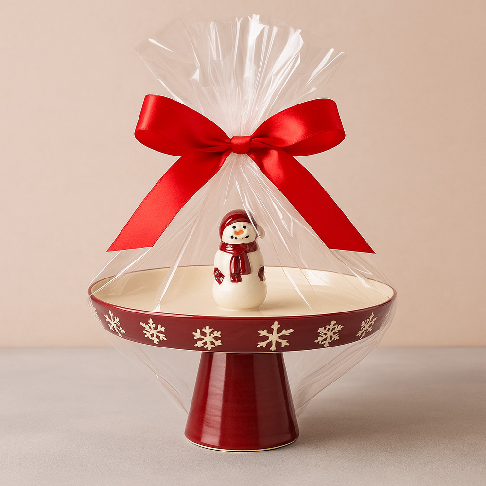 St. Nicholas Square Yuletide Collection Snowman Pedestal Tray Vintage Y2K Xmas